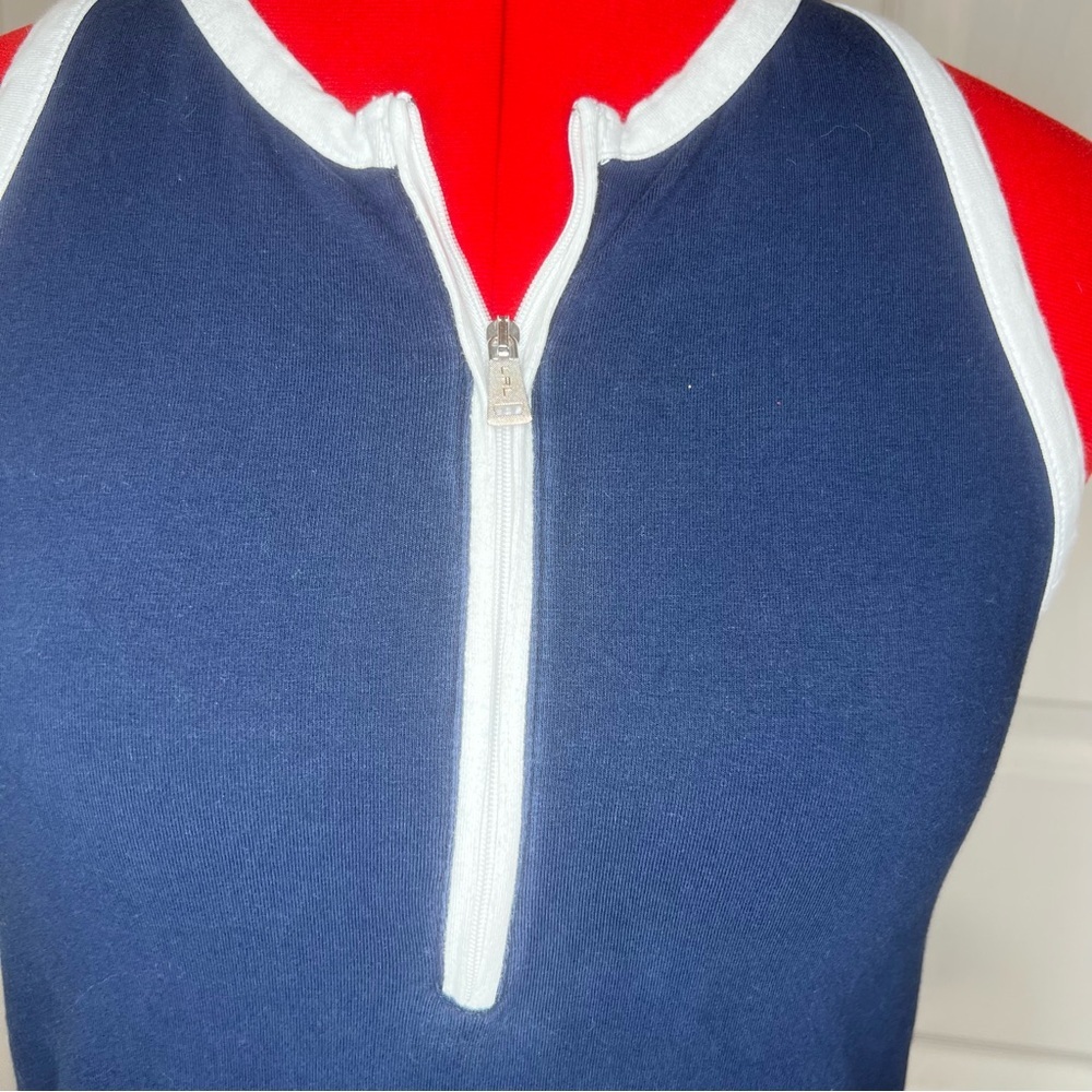 Vtg Lauren Active Ralph Lauren Sleeveless 1/4 Zip Top Womens Navy White Women M - Picture 2 of 8